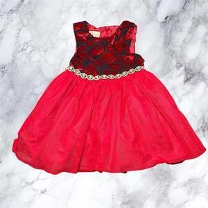Purple Rose Red Holiday Dress 18M Toddler Tulle Party Dress Floral Velvet